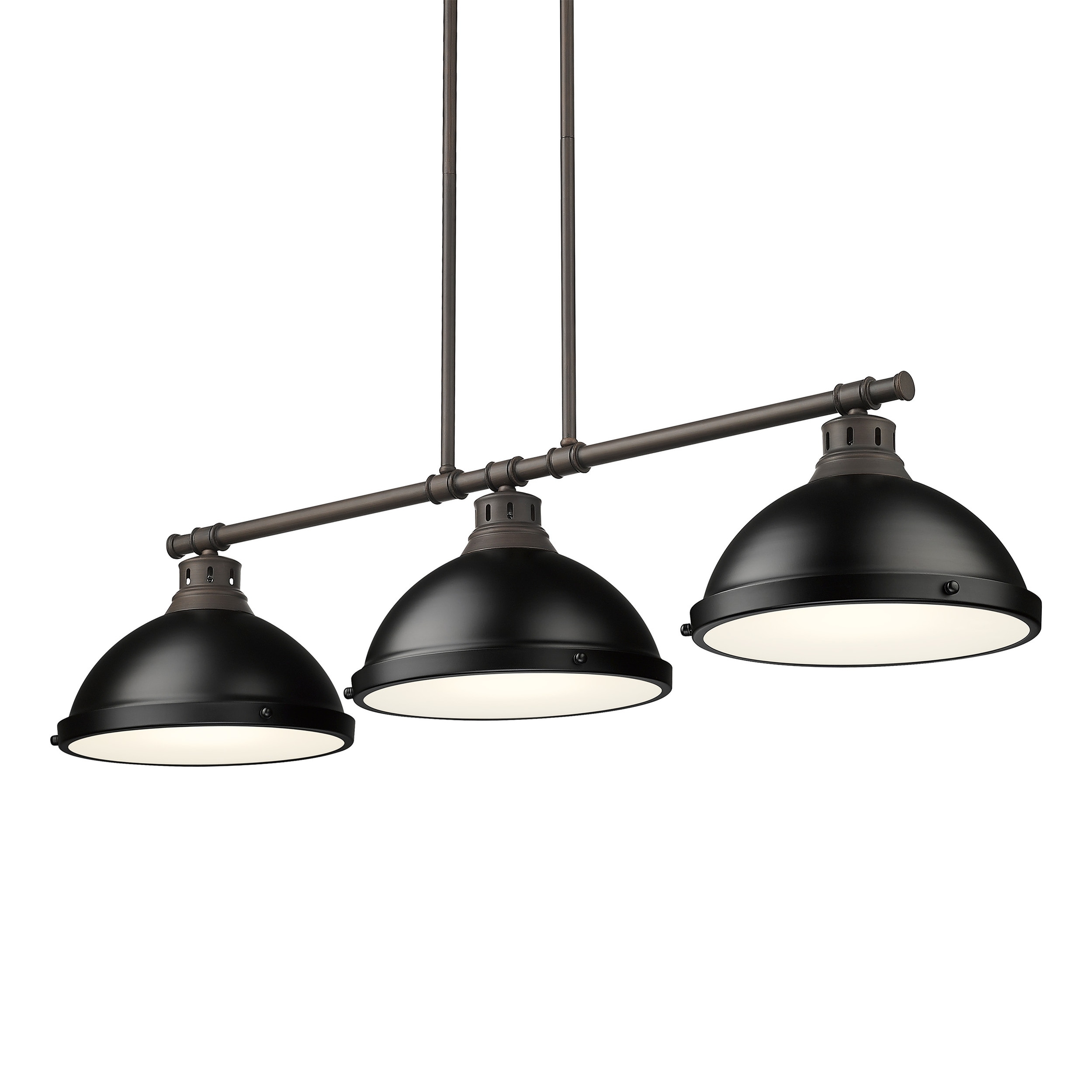 Yep by Golden Lighting Duncan 3-light Island Light in Rubbed Bronze and Matte Black shade