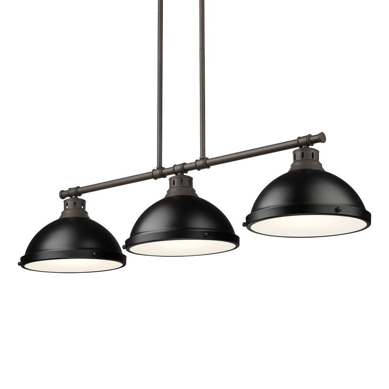 Yep by Golden Lighting Duncan 3-light Island Light in Rubbed Bronze and Matte Black shade