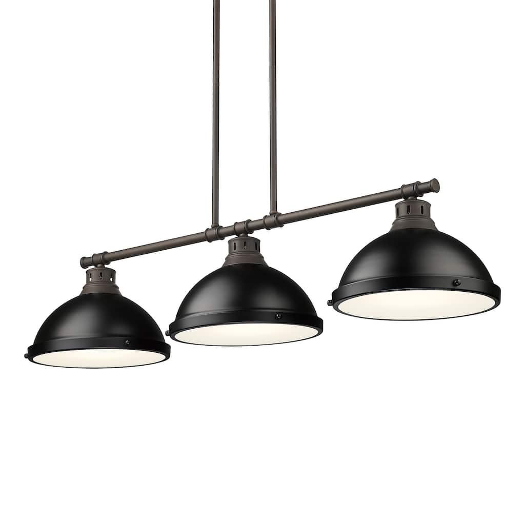 Yep by Golden Lighting Duncan 3-light Island Light in Rubbed Bronze and Matte Black shade