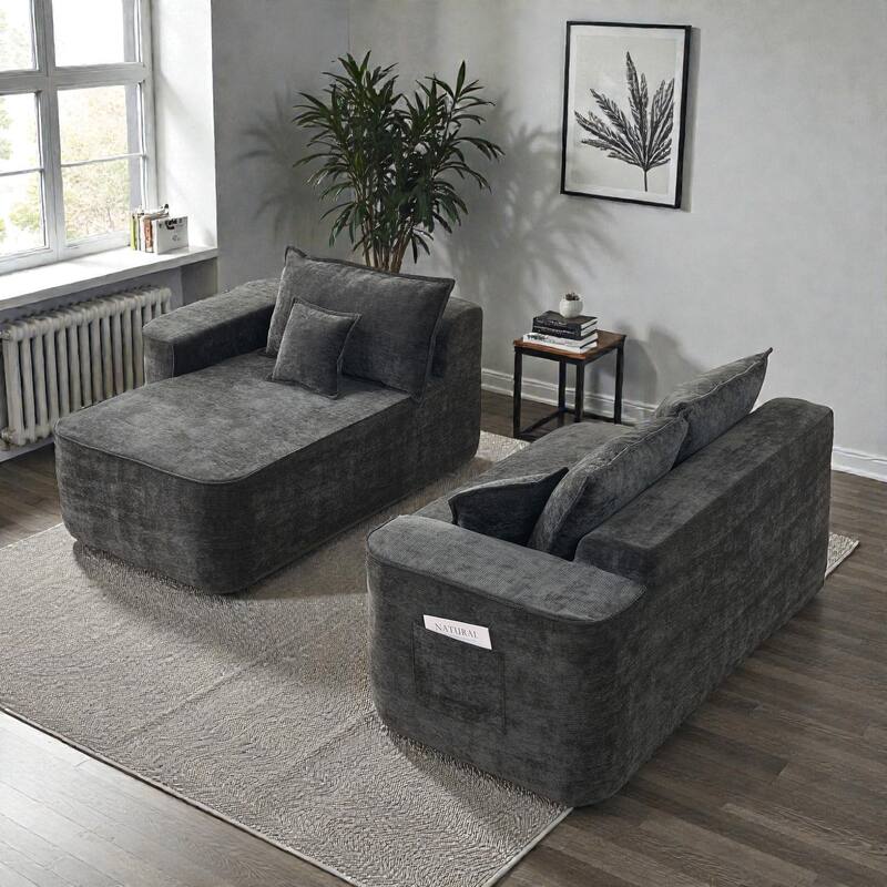 104 Inch L Shaped Sectional Sofa Cloud Couch with Chaise, Extra Deep Seat, No Assembly Modular Corner Sofa