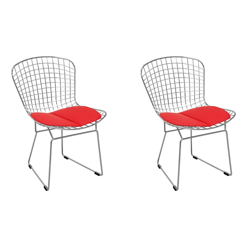 Chrome Wire Dining Side Chair (Set of 2) - N/A - Red