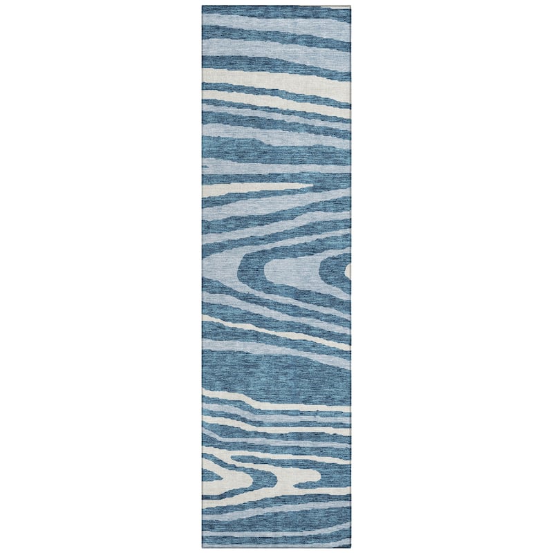 Machine Washable Indoor/ Outdoor Abstract Illusion Chantille Rug