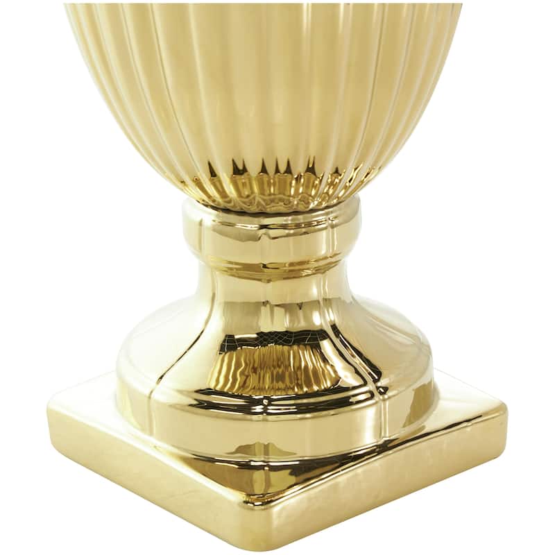 Ceramic Living Room Decorative Jars with Grooves and Lid - Gold, Silver, Black, White - Roche River Decor