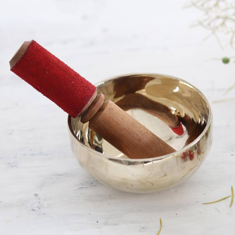 Novica Handmade Serene Play Brass Meditation Bowl (4 Inches)