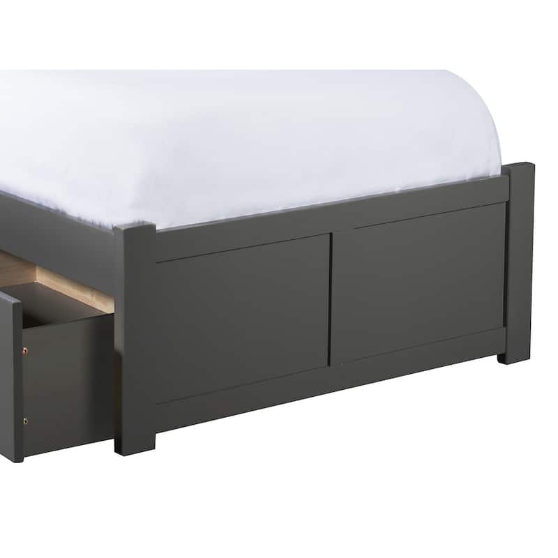 Rustic Platform Bed with Drawers - Grey Storage Bed Frame - Modern Bed with Footboard