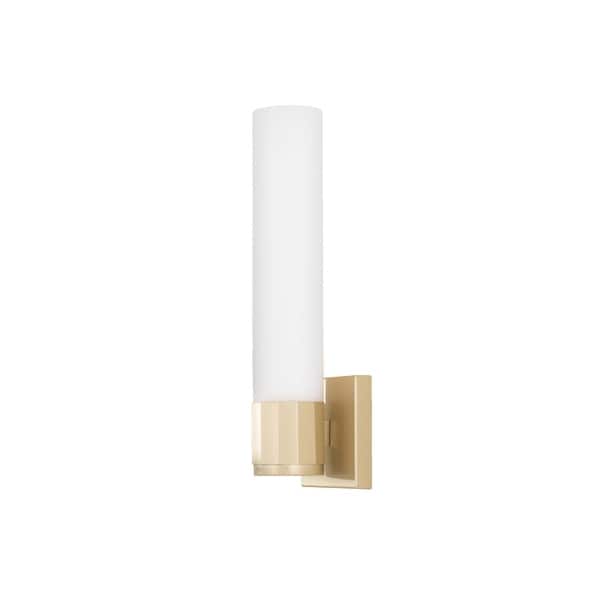 slide 2 of 5, Sutton 1-light Soft Gold Wall Sconce w/ Soft White Glass