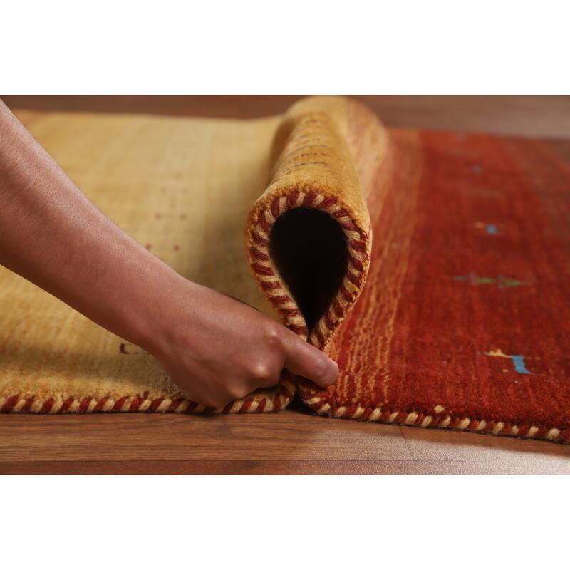 Hand Knotted Oriental 100% Wool Carpet Tribal Stripe Multi-Colored Gabbeh Area Rug - 7' 6'' X 5' 4''