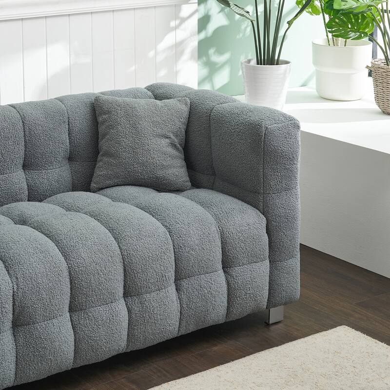 102'' teddy velvet four-seater modern style sofa