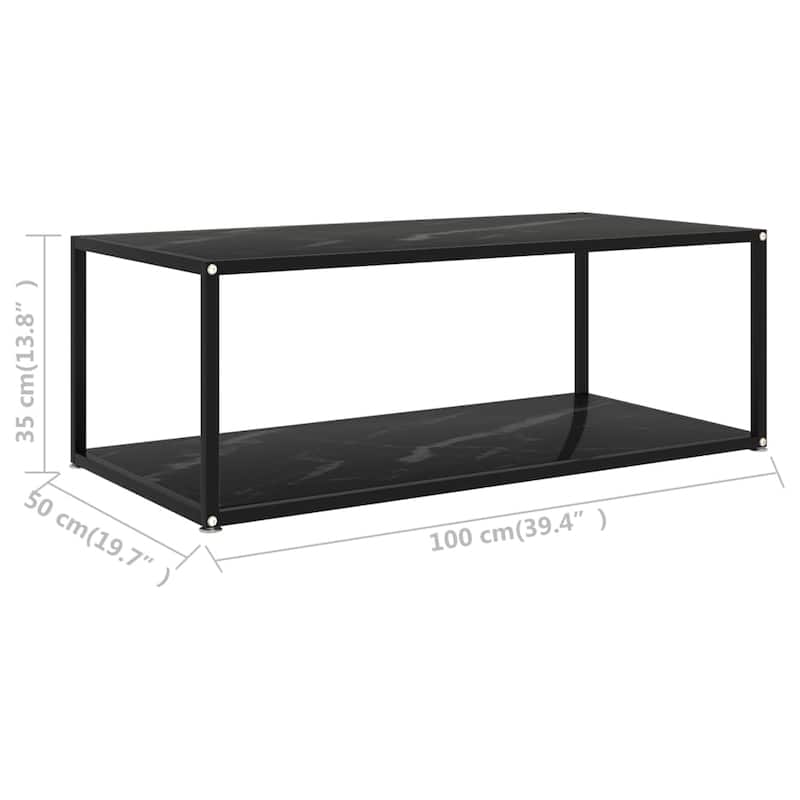 vidaXL Coffee Table Black 39.4"x19.7"x13.8" Tempered Glass - 39.4" x 19.7" x 13.8"