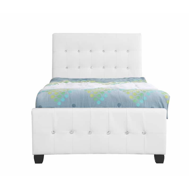 Diamond Jewel Tufted Faux Leather Bed