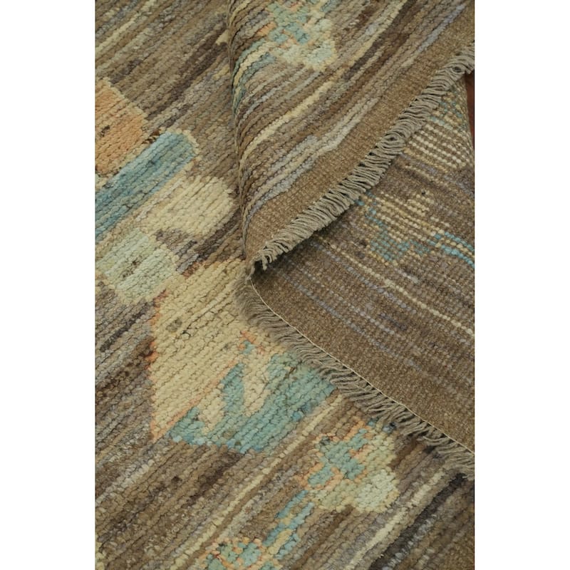 Hand Knotted Oriental 100% Wool Carpet Transitional All-Over Brown Oushak Area Rug - 17' 8'' X 12' 0''