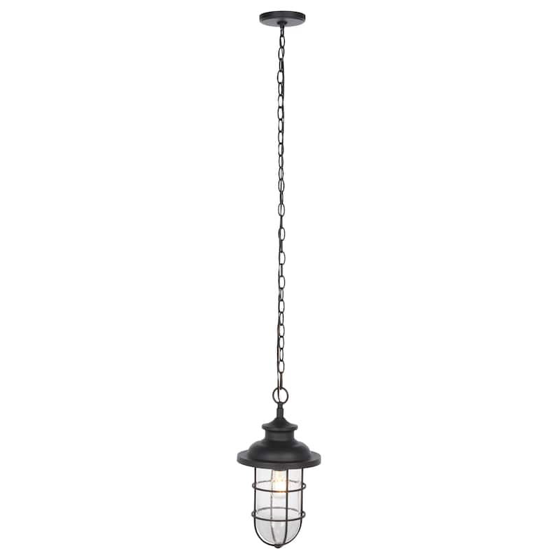 SAFAVIEH Lighting Sama 9" Modern & Contemporary Outdoor Pendant - 9" W x 9" D x 17" H - Black - 9Wx9Dx17H