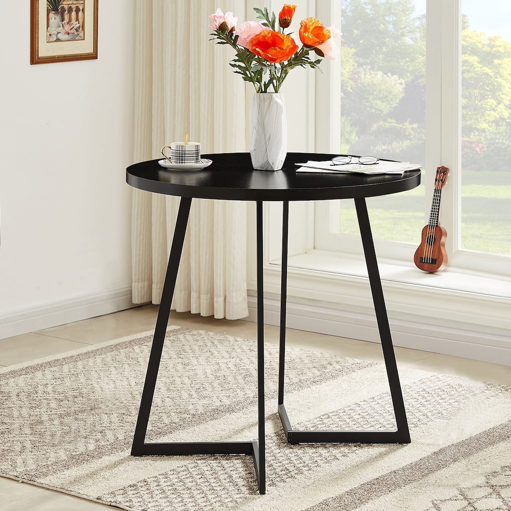 Javlergo 31.5" Round Dining Table Modern Leisure Table with Metal Leg