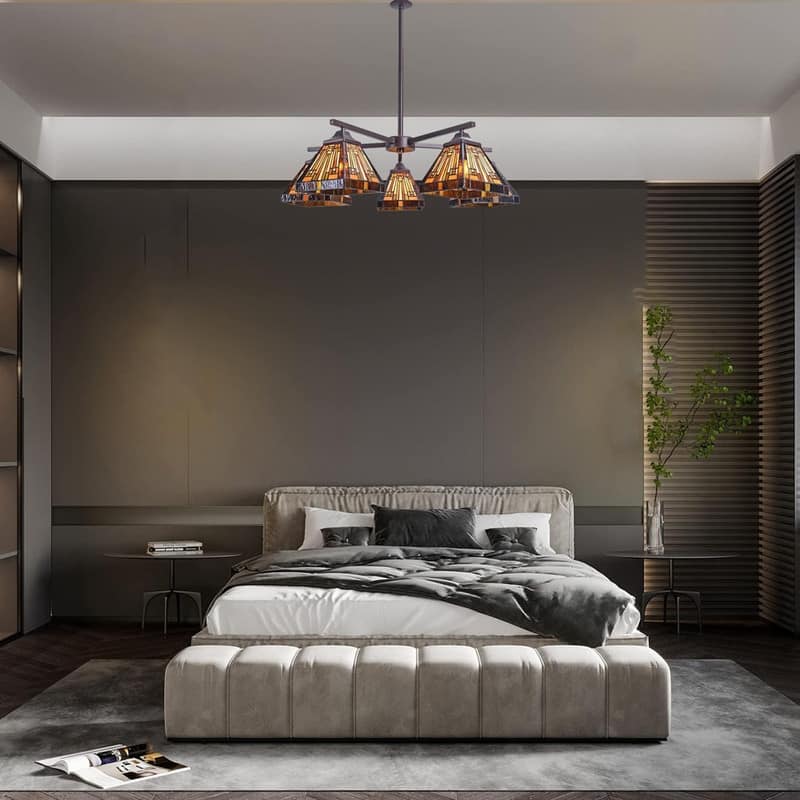 5 Light light bulb Amber brown light fixtures glass, metal pendant light - N/A