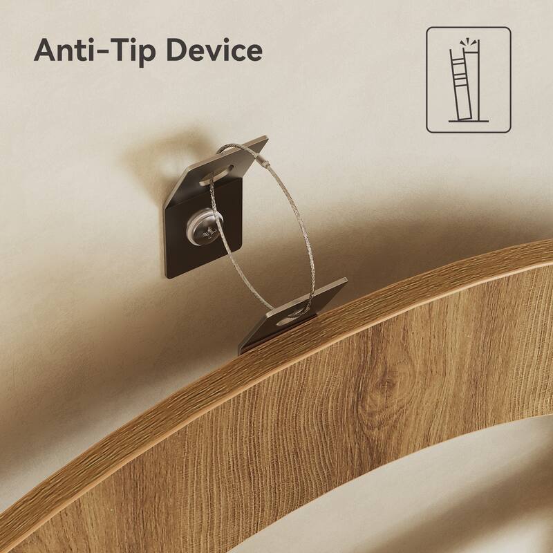 Arched Bookshelf Bookcase with 3-Tier Shelves and a Spacious Cabinet