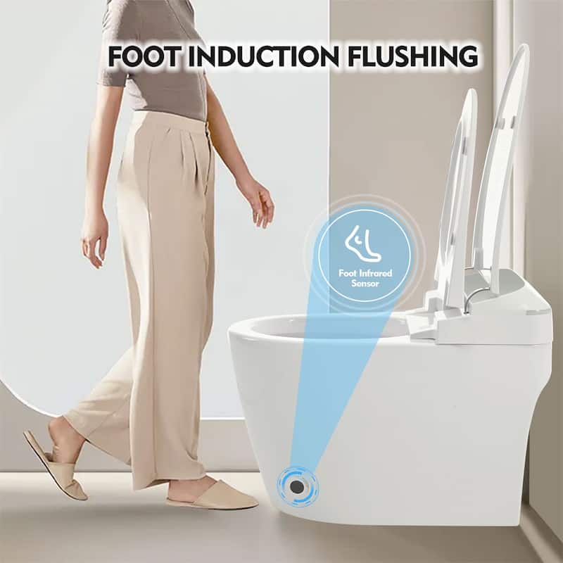 Merax One Piece Heated Seat Smart Toilet, Automatic Flush Tank Less Toilet without Bidet - White
