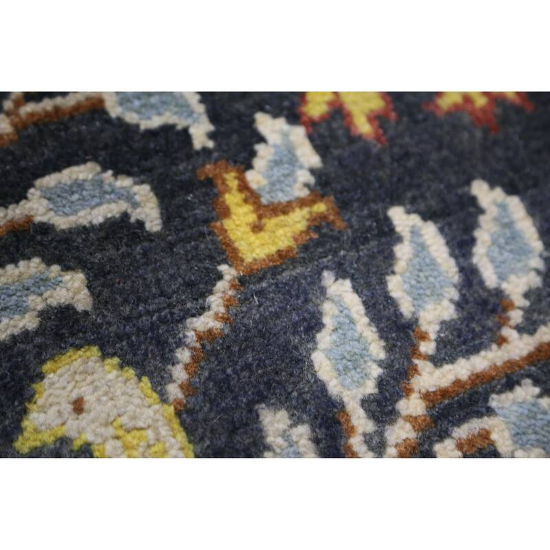 Hand Knotted Oriental 100% Wool Carpet Traditional All-Over Navy Blue & Blues Ziegler Area Rug - 9' 10'' X 7' 9''