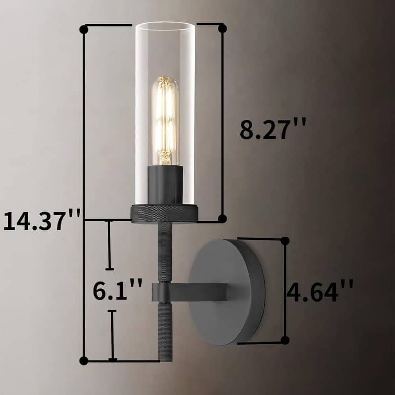 KAYLA Indoor Wall Light, Brass Wall Sconces Lighting Fixture, Bathroom Vanity Wall Sconces, Glass Tube Wall Sconces(2-Sets)
