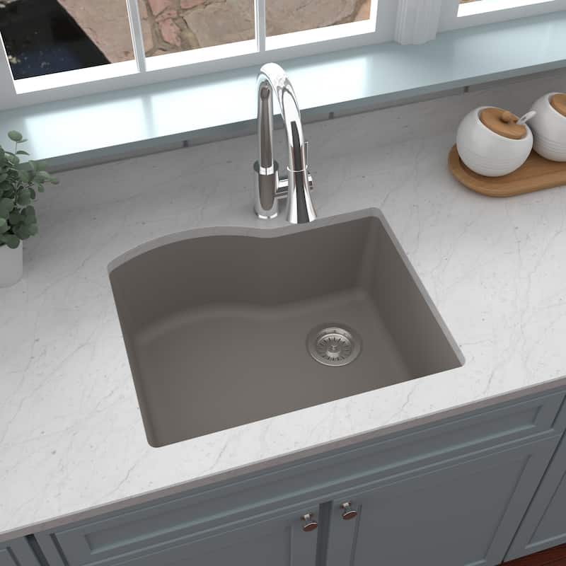 Karran Undermount Quartz 24 in. Single Bowl Kitchen Sink Kit