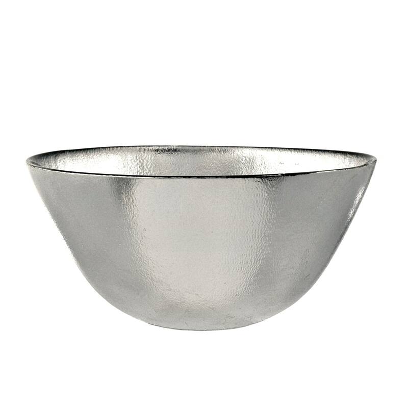 AURA Glass Salad Bowl - 8" - Silver