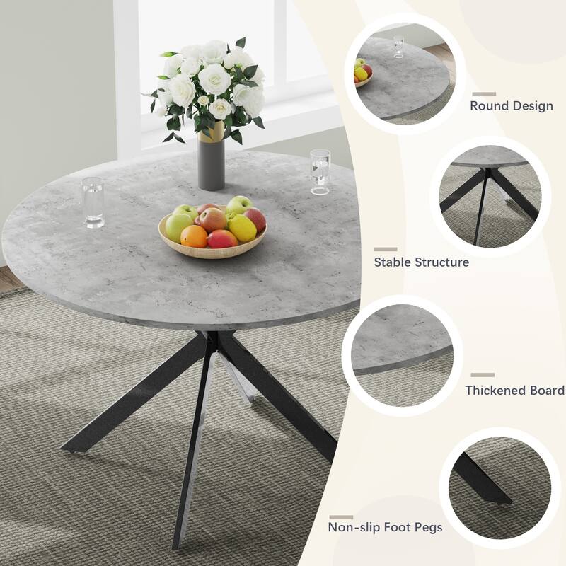 EROMMY Space-Saving 47.2" Round Dining Table Set for 4 - Ideal Small Kitchen & Dining Room Furniture, Includes 4 Chairs