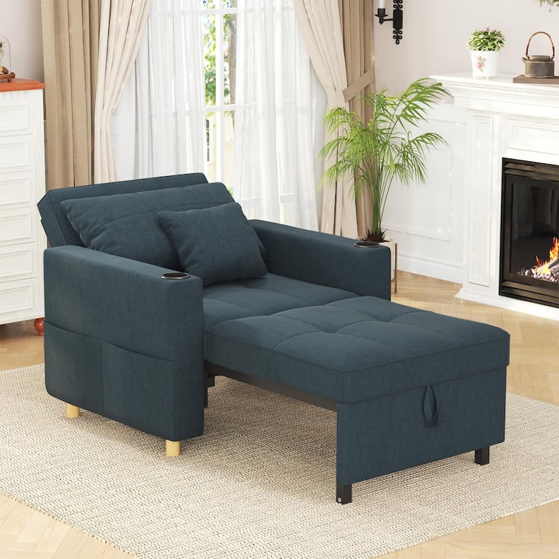 AECOJOY Sleeper Chair Extra Wide Convertible Chair Bed 3-in-1 Pull Out Single Sofa