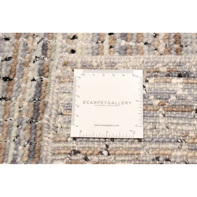 ECARPETGALLERY Hand-knotted Silk Shadow Grey Viscose, Wool Rug - 4'1 x 6'0