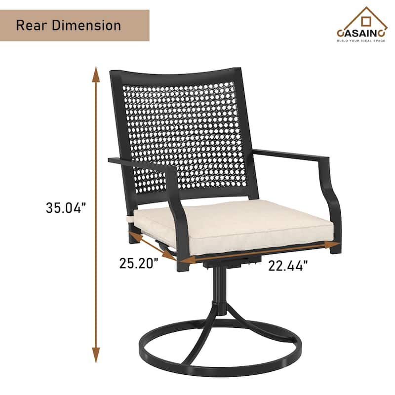 Textilene Fabric Iron Frame Swivel Dining Chairs(Set of 2)