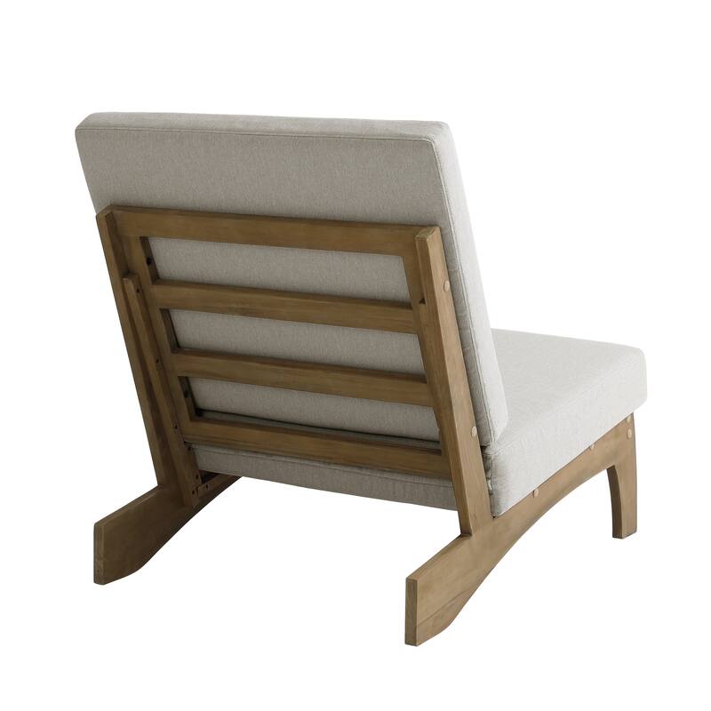 3 Piece Teak Wood Outdoor Conversation Chair Set with Table, Cushion