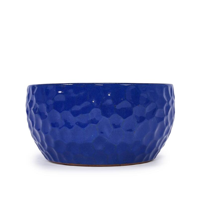Ceramic Pots in Cobalt Blue Violets and Herbs with Breathable Design