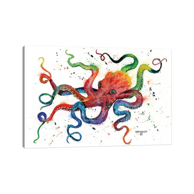 iCanvas "Rainbow Octopus" by Dave Bartholet Canvas Print