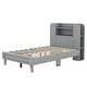 preview thumbnail 6 of 7, Grey Platform Bed, Bookshelf Headboard, Space-Saving Design, Sturdy Construction
