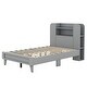 preview thumbnail 6 of 7, Grey Twin Size Platform Bed, Bookshelf Headboard, Space-Saving Design, Sturdy Construction
