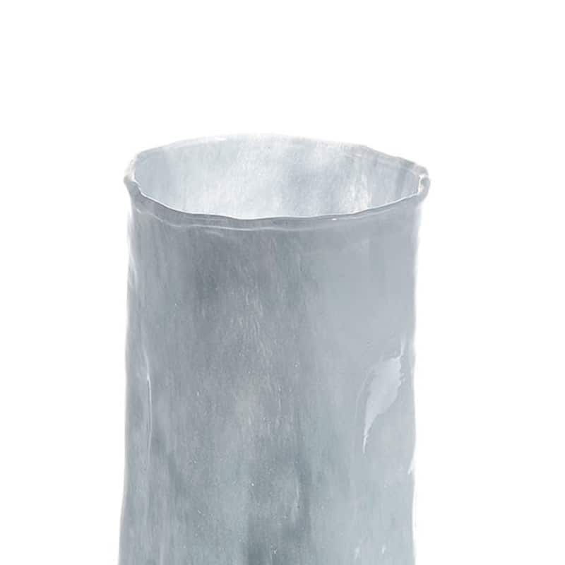 Quia Tall Decorative Vase, Rough Body, Pale Blue Blown Glass 14 Inch