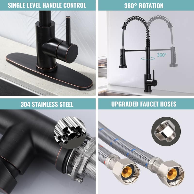 WOWOW Commercial Pull Out Sprayer Kitchen Faucet