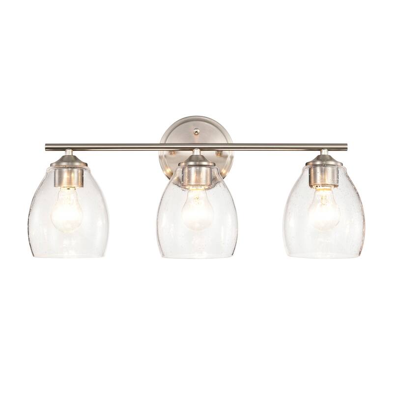 Brushed Nickel 3-Light/4-Light Vanity Light with Bell-shaped Seedy Glass Shades