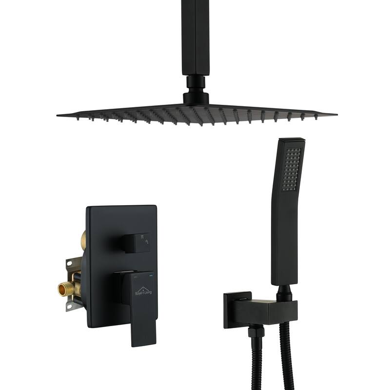 2-Function 10/12/16 In Ceiling Mounted Shower System - 10" - Matte Black