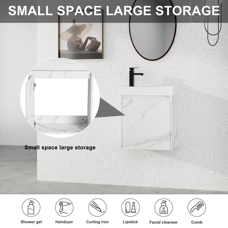 Beingnext 16''/20''/24"/30"/36" Bathroom Vanity with Sink, Floating Bathroom Vanity with Soft Close Door
