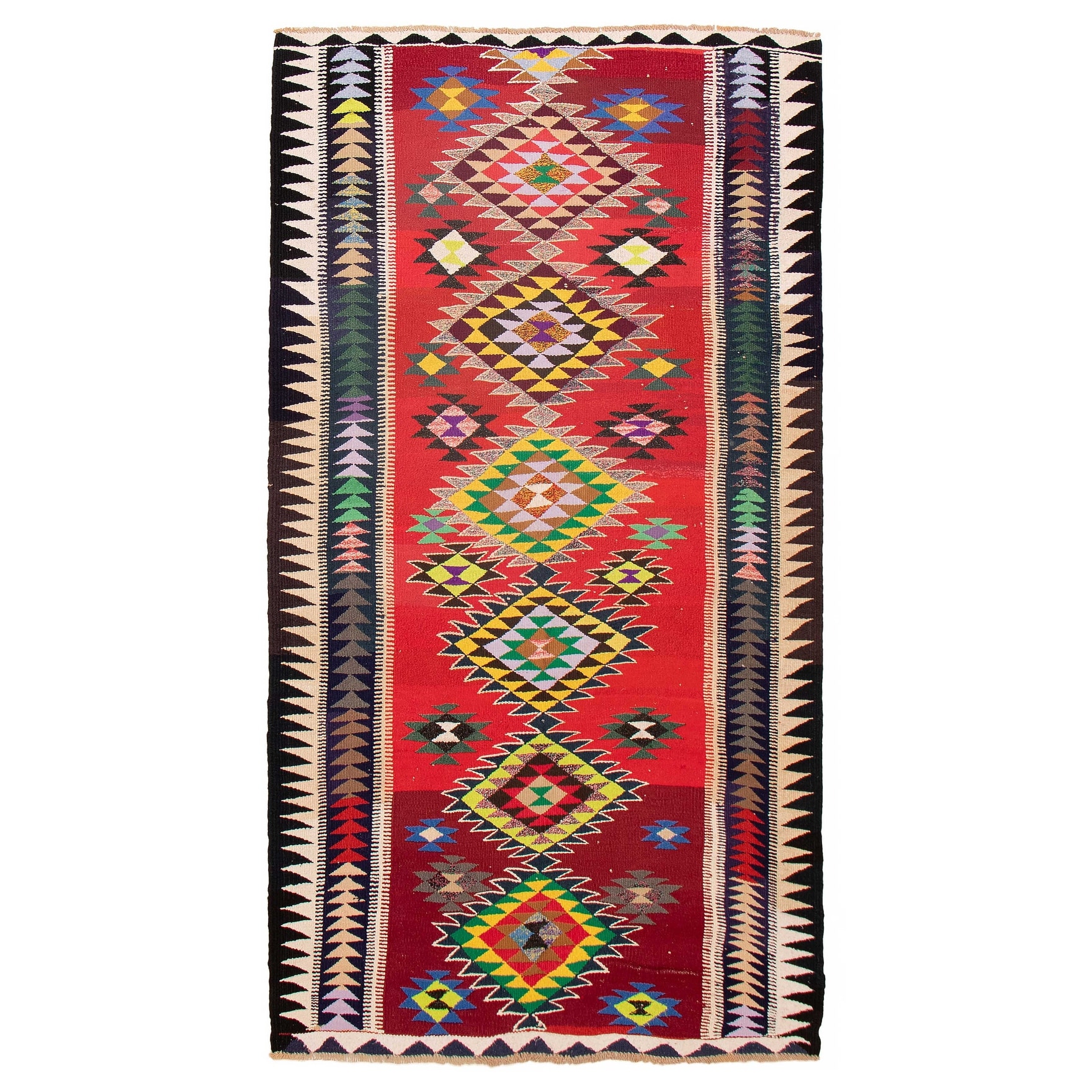ECARPETGALLERY Flat-Weave Ankara Red Wool Kilim - 5'7 x 10'6