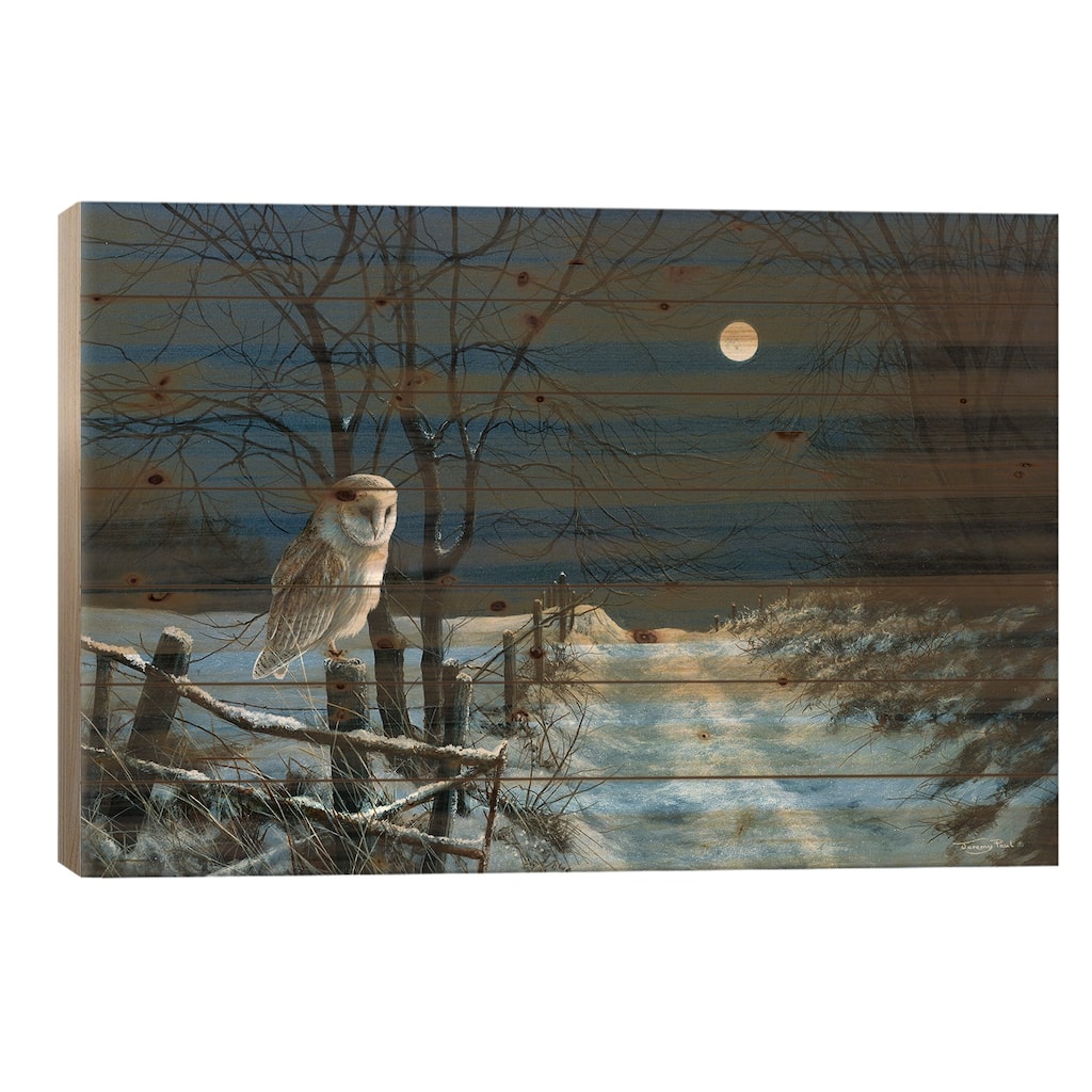 Hunter's Moon - Barn Owl Print On Wood by Jeremy Paul - Multi-Color