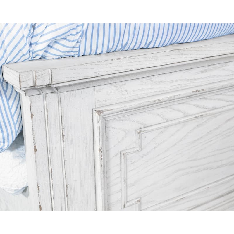 Clara Wood Panel Bed, White Mist