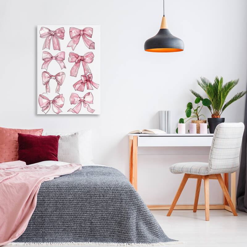 Stupell Various Ribbons in Pink Canvas Wall Art Design By LSR Design Studio