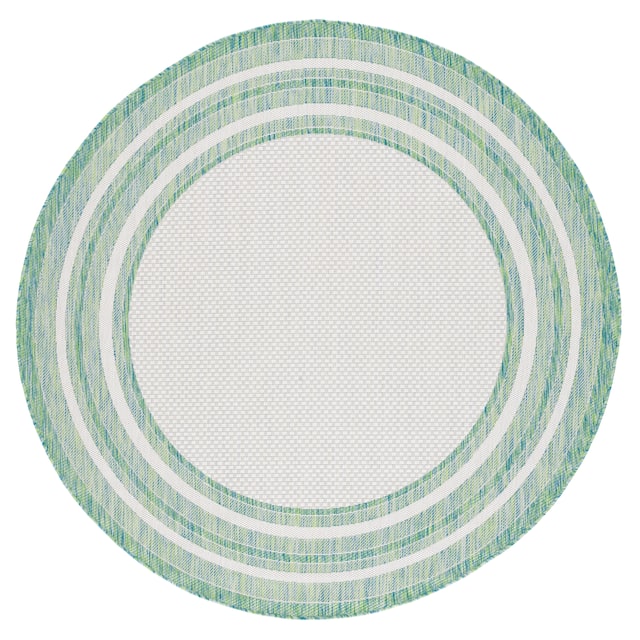 SAFAVIEH Courtyard Vickie Indoor/ Outdoor Waterproof Patio Backyard Rug - 6'7" x 6'7" Round - Ivory/Green