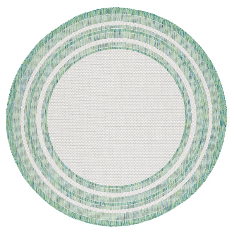 SAFAVIEH Courtyard Vickie Indoor/ Outdoor Waterproof Patio Backyard Rug - 6'7" x 6'7" Round - Ivory/Green