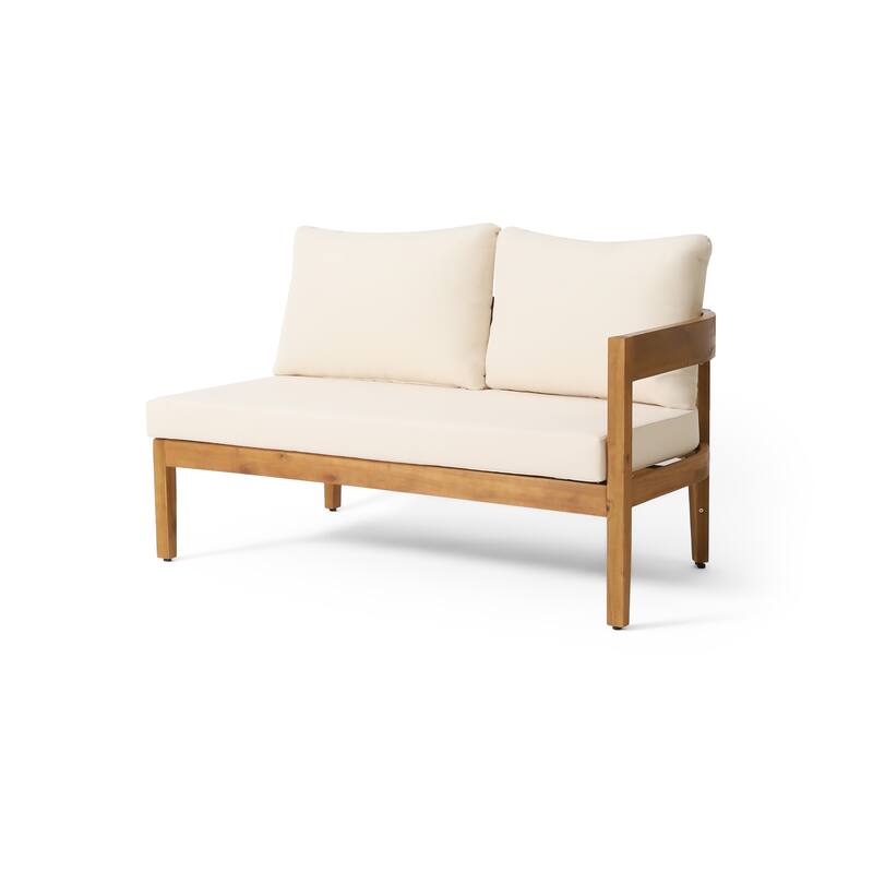 Christopher Knight Home - Valcour Acacia Wood Rounded Tuxedo Outdoor 6 Piece Sofa Set with Water-Resistant Cushions