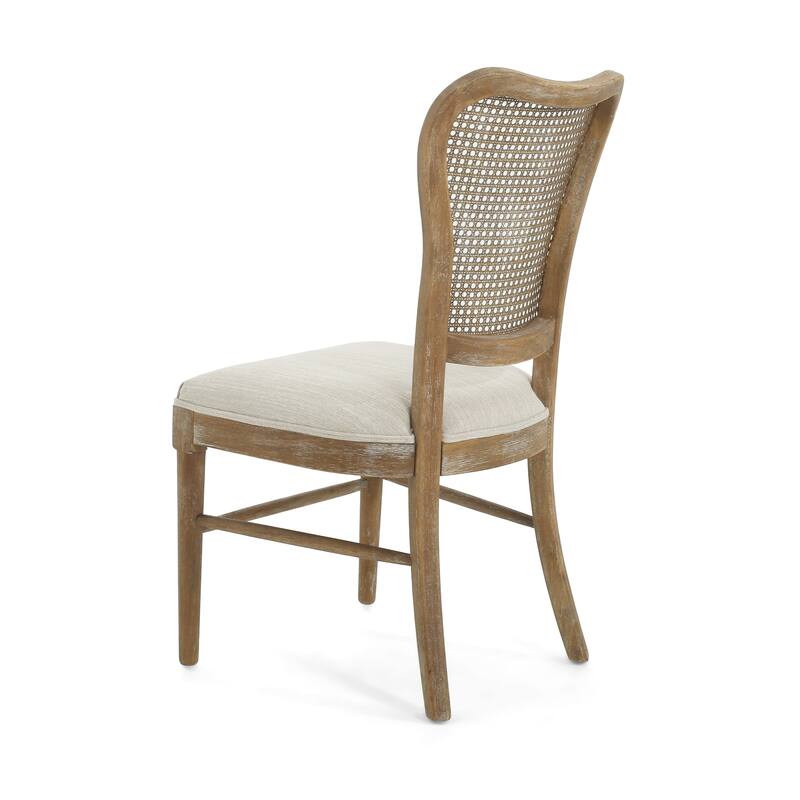 Roomfitters Rattan Back Dining Chair Set of 2, Rustic Farmhouse Style Seating, Natural