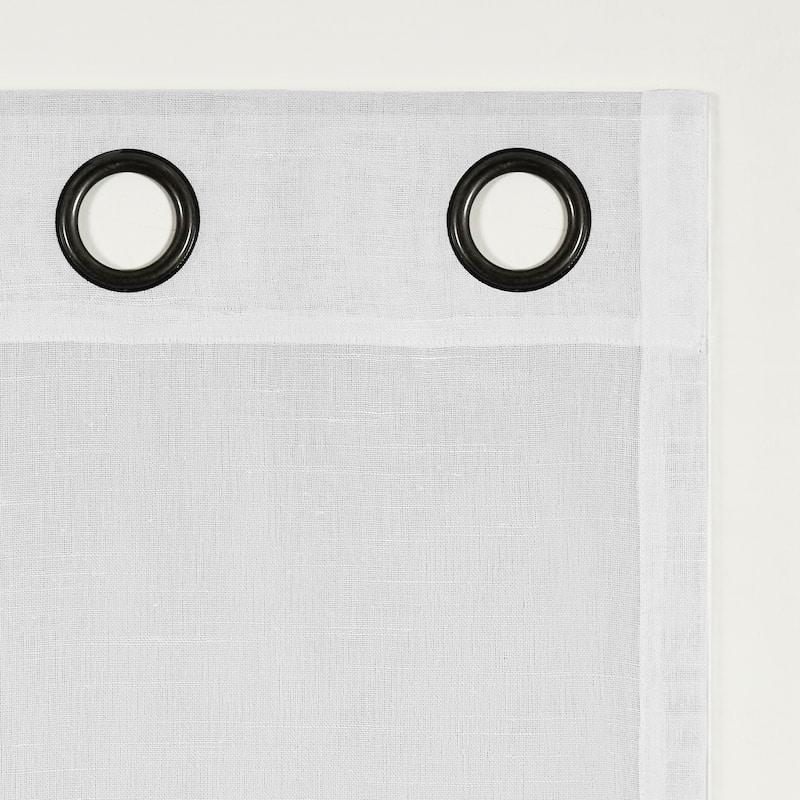 Archaeo Slub Textured Linen Blend Black Grommet Top Curtain, Single Panel