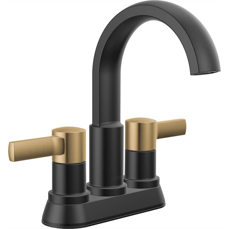 Delta 25855LF Albion 1.2 GPM Centerset Bathroom Faucet with Push - Matte Black / Champagne Bronze