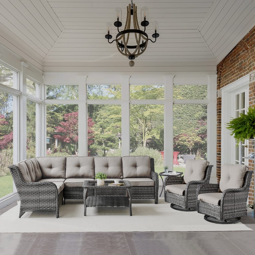 Gymojoy Outdoor Sofa with Swivel Chair Corner Sofa Table