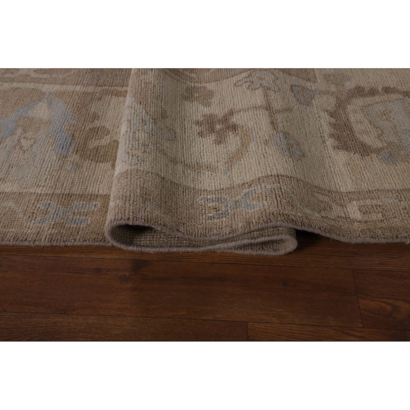 Vegetable Dye Brown Oushak Turkish Area Rug Hand-Knotted Wool Carpet - 8'2"x 10'0"